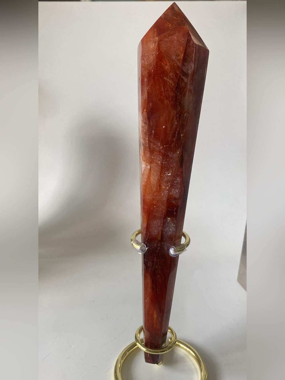Red Fire Quartz Crystal Wand - Stand Included